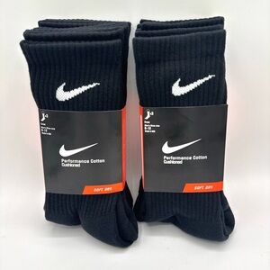 Nike Performance Cotton Everyday Cushioned Crew Training Socks- Size L, 6 pairs